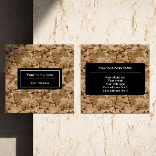 Cartão De Visita Quadrado Camuflagem Deserto, Camuflagem Marrom, Militar, Ex