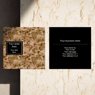 Cartão De Visita Quadrado Camuflagem Deserto, Camuflagem Marrom, Militar, Ex