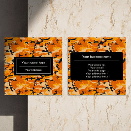 Cartão De Visita Quadrado Camuflagem Laranja, Militar, Exército