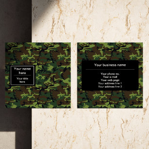 Cartão De Visita Quadrado Camuflagem Verde, Militar, Exército
