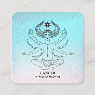 Cartão De Visita Quadrado *~* CANCER - Astrologia Zodiac Lendo Largura da Le