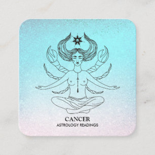 Cartão De Visita Quadrado *~* CANCER Astrologia Zodíaca Lendo Largura da Len