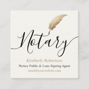 Cartão De Visita Quadrado Caneta Caligráfica Notarial Ouro Elegante