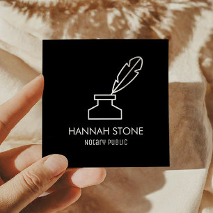 Cartão De Visita Quadrado Caneta Mínima Contorno de Contorno Notário Simples