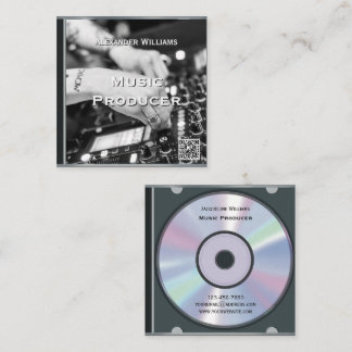 Cartão De Visita Quadrado Capa de CD de Música QR Code Retro II