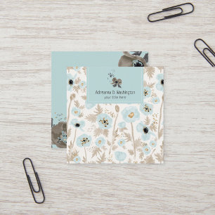 Cartão De Visita Quadrado Cápsulas de Padrão de Aquarela Floral Moderna