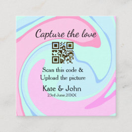 Cartão De Visita Quadrado Capturar a combinação azul-rosa do marble add QR s