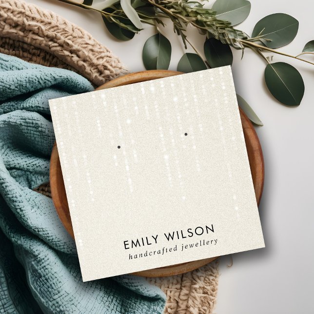 CARTÃO DE VISITA QUADRADO CARACTERÍSTICAS BRANCAS DE PEARL LUZES DE OUVIMENT (Criador carregado)