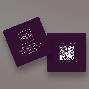 Cartão De Visita Quadrado Carregue o seu logotipo Gerador de código QR Perso