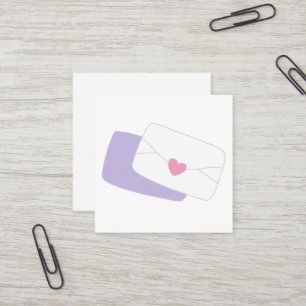 Cartão De Visita Quadrado Carta de Amor Romântico com Selo de Coração