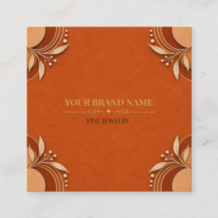 Cartão De Visita Quadrado Cartão de Anel Quadrado Boho Terracota Terrosa