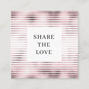 Cartão De Visita Quadrado cartão-fidelidade moderno rosa dourado de listras 