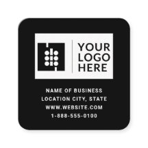 Cartão Quadrado com Logotipo de Código QR Preto Mo