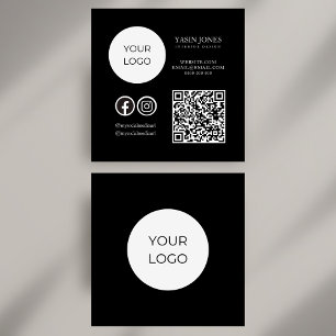 Cartão De Visita Quadrado Cartão Quadrado de Mídia Social com Código QR Pret