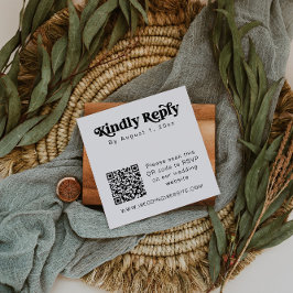 Cartão De Visita Quadrado Cartão quadrado RSVP de código QR minimalista CHAR