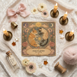Cartão De Visita Quadrado Cartão Quadrado Tarot Pet Sitter Corgi Siamês Fofo