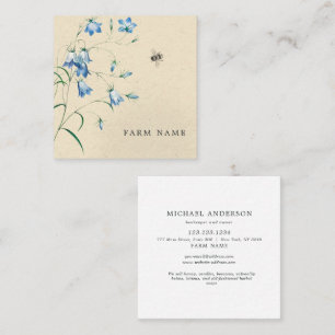 Cartão De Visita Quadrado Cartonagem de Flor Simples de Abelhas e Mel de Cer