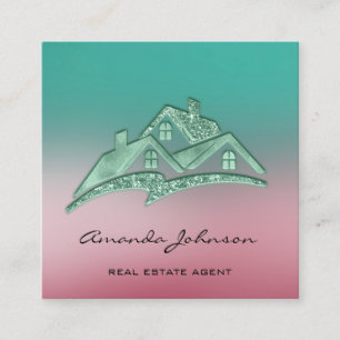 Cartão De Visita Quadrado Casa de logotipos personalizados Agente imobiliár