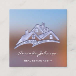 Cartão De Visita Quadrado Casa de logotipos personalizados Agente imobiliár