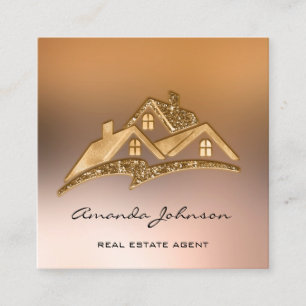 Cartão De Visita Quadrado Casa de logotipos personalizados do agente imobili