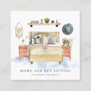 Cartão De Visita Quadrado Casa de Shar Pei   e assento do animal de