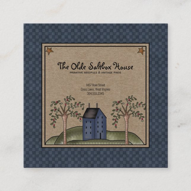Cartão De Visita Quadrado Casa Saltbox Primitiva da Rússia em Kraft (Frente)