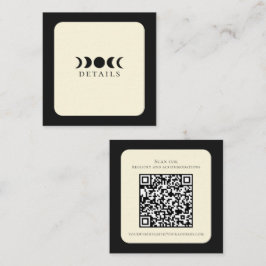 Cartão De Visita Quadrado Casamento Fase da Lua Luxo Lunar Preto e Creme 