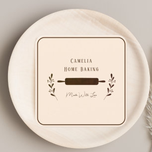 Cartão De Visita Quadrado Castanho Minimalista do Chef de cozinha doméstica