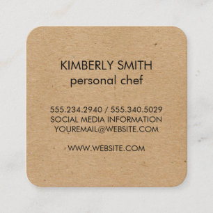 Cartão De Visita Quadrado Castanho Minimalista Natural Espetado