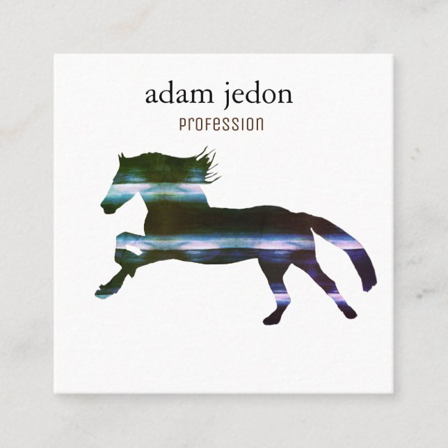 Cartão De Visita Quadrado Cavalo Azul (Frente)