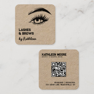 Cartão De Visita Quadrado Cejas e Pestanas QR