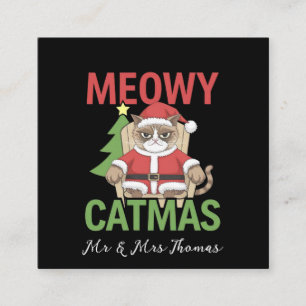 Cartão De Visita Quadrado Celebrar um "Meowy Catmas" O Natal Puro