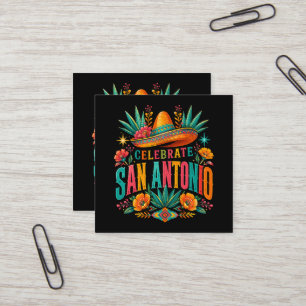 Cartão De Visita Quadrado Celebre a Cultura da Fiesta de San Antonio 2026