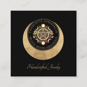 Cartão De Visita Quadrado Celestial Moon Phases Jewelry Designer