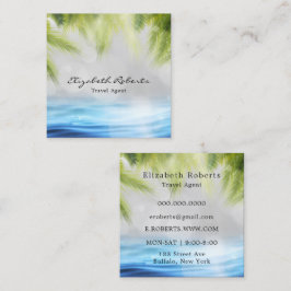 Cartão De Visita Quadrado Cena Tropical de Praia do Agente viagem