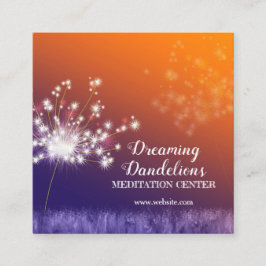 Cartão De Visita Quadrado Centro de Meditação Boho Twilight Dandelions
