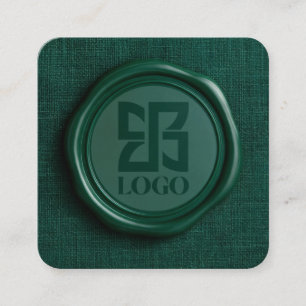 Cartão De Visita Quadrado Cera Verde Esmeralda Falsa Logotipo Comercial Eleg