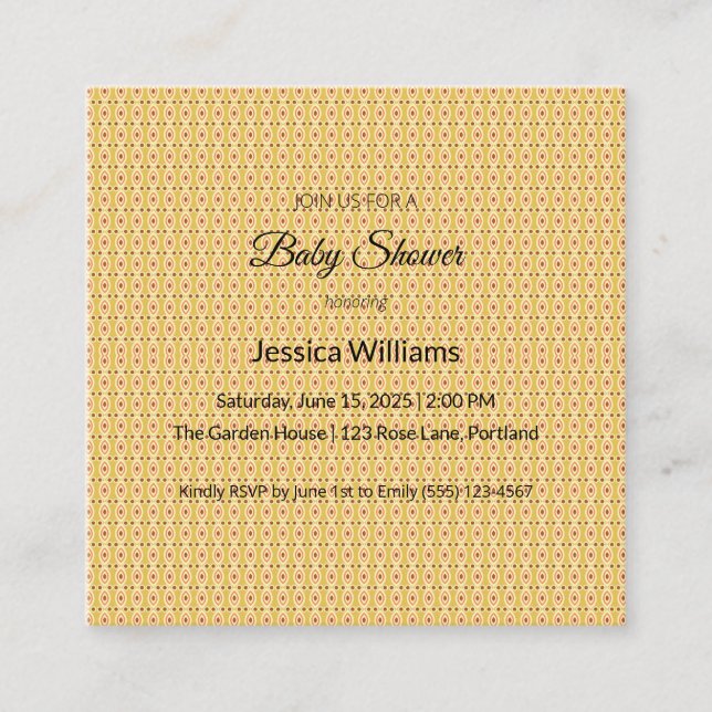 Cartão De Visita Quadrado Chá de fraldas Cute Boho Sexo Neutro, Personalizáv (Frente)