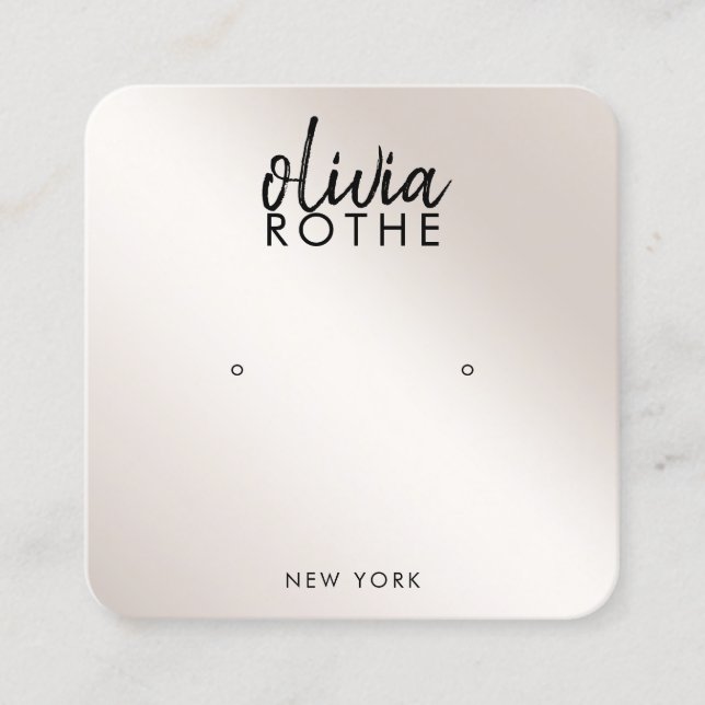 Cartão De Visita Quadrado Champanhe Dourado de Gradiente de Script de Assina (Frente)