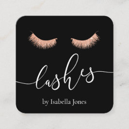 Cartão De Visita Quadrado Chapas pretas de rosa de ouro Elegante