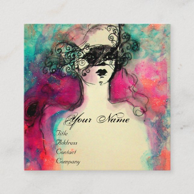 Cartão De Visita Quadrado CHARM MONOGRAM / Beleza Misteriosa (Frente)