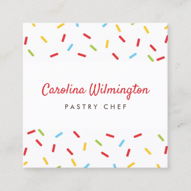 Cartão De Visita Quadrado Chef de pastelaria de cozinha de mesa (Frente)