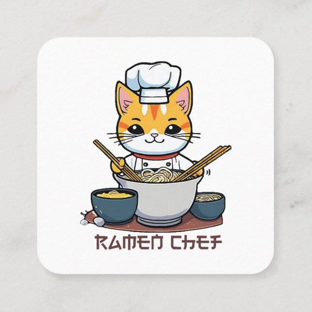Cartão De Visita Quadrado Chef de Ramen (Verso)