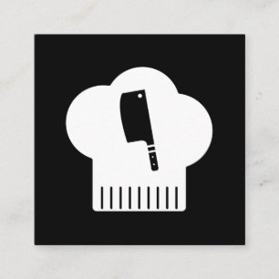 Cartão De Visita Quadrado Chefs Hat Butcher Knife
