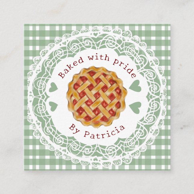 Cartão De Visita Quadrado Cherry Pie Master baker  (Frente)