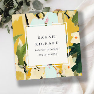 Cartão De Visita Quadrado Chic Boho Amarelo Colorido Ochre Pintado