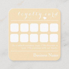 CARTÃO DE VISITA QUADRADO CHIC CREAMY YELLOW 10 PUNCH BUSINESS LOYALTY CARD