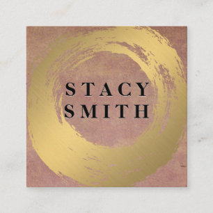 Cartão De Visita Quadrado Chic Faux Dourado Bruto   Contexto Texturizado