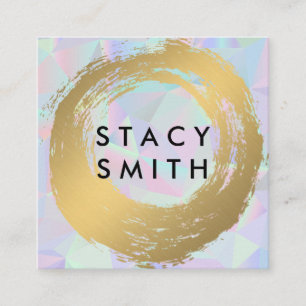 Cartão De Visita Quadrado Chic Faux Dourado Bruto Fundo Geométrico Retroat