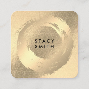 Cartão De Visita Quadrado Chic Faux Dourado escovado  Padrão Geométrico Do